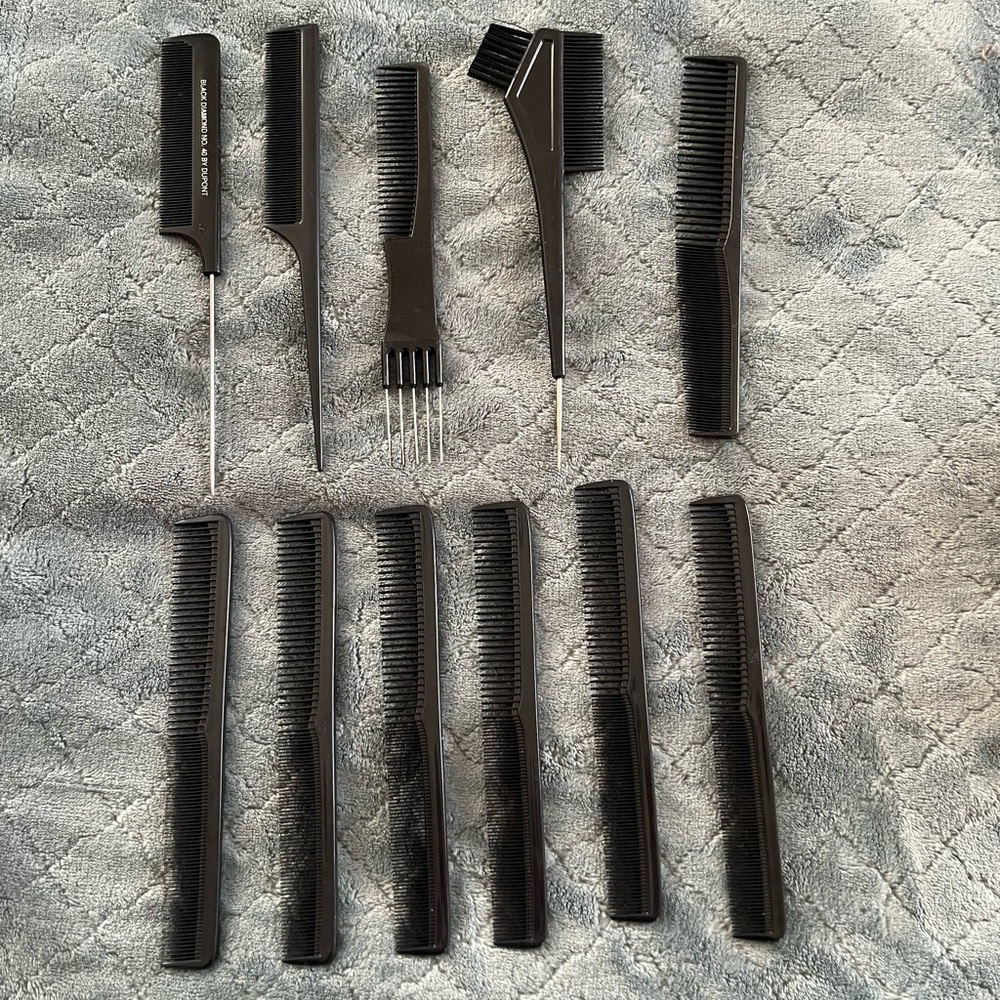 Black heat resistant cosmetology Hair Styling Comb Set‎